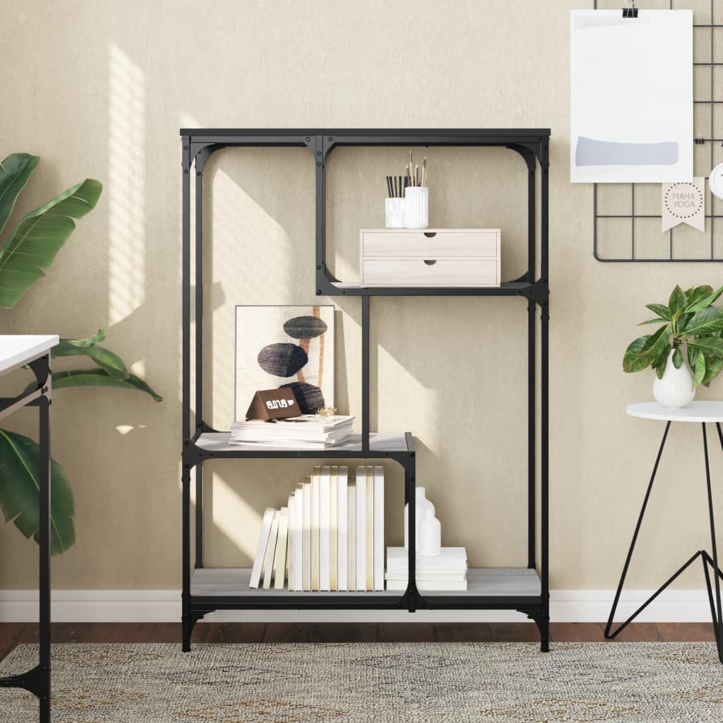 Libreria Grigio Sonoma 81x36x115 cm Legno Multistrato e Acciaio