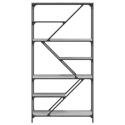 Libreria Grigio Sonoma 91x36x176 cm Legno Multistrato e Acciaio