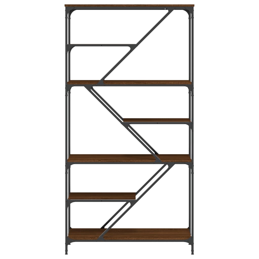 Libreria Rovere Marrone 91x36x176cm Legno Multistrato e Acciaio