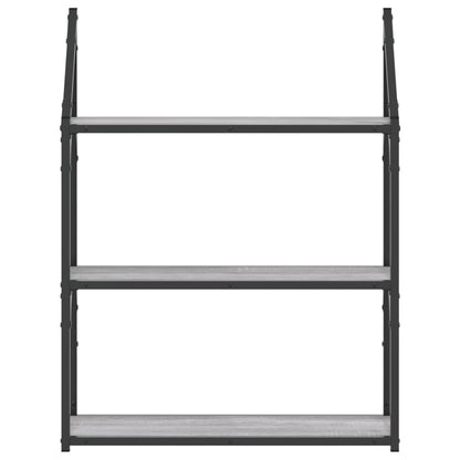 Scaffale Parete 3Ripiani Grigio Sonoma 60x21x78,5cm Multistrato