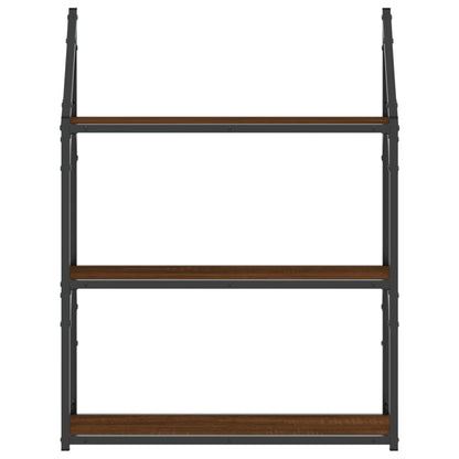 Scaffale Parete 3 Ripiani Rovere Marrone 60x21x78,5 Multistrato