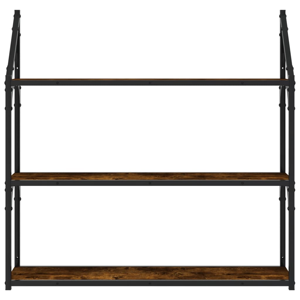Scaffale Parete 3 Ripiani Rovere Fumo 80x21x78,5 cm Multistrato
