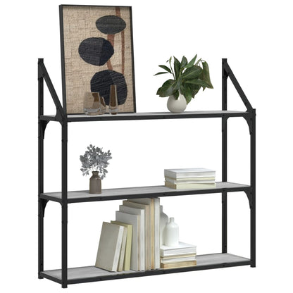 Scaffale Parete 3Ripiani Grigio Sonoma 80x21x78,5cm Multistrato