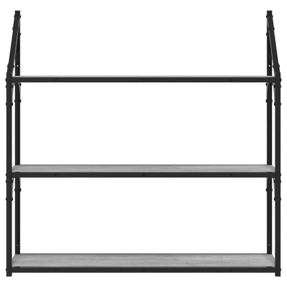 Scaffale Parete 3Ripiani Grigio Sonoma 80x21x78,5cm Multistrato