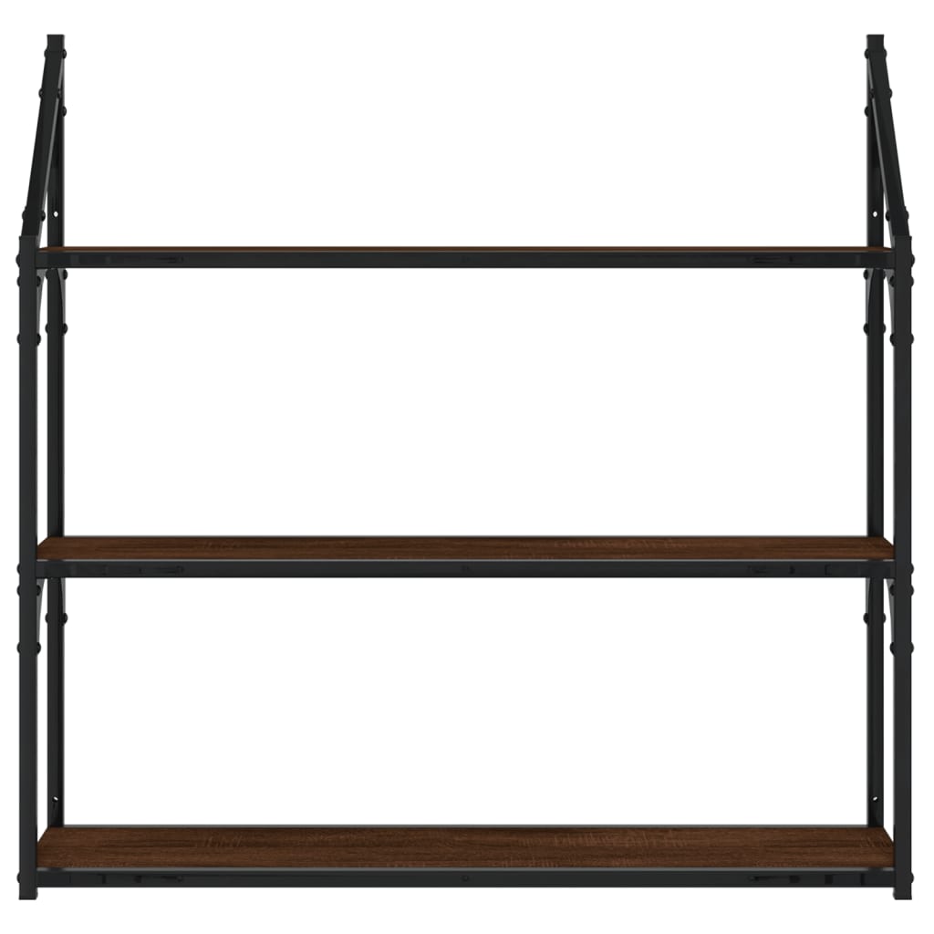 Scaffale Parete 3 Ripiani Rovere Marrone 80x21x78,5 Multistrato