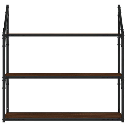Scaffale Parete 3 Ripiani Rovere Marrone 80x21x78,5 Multistrato