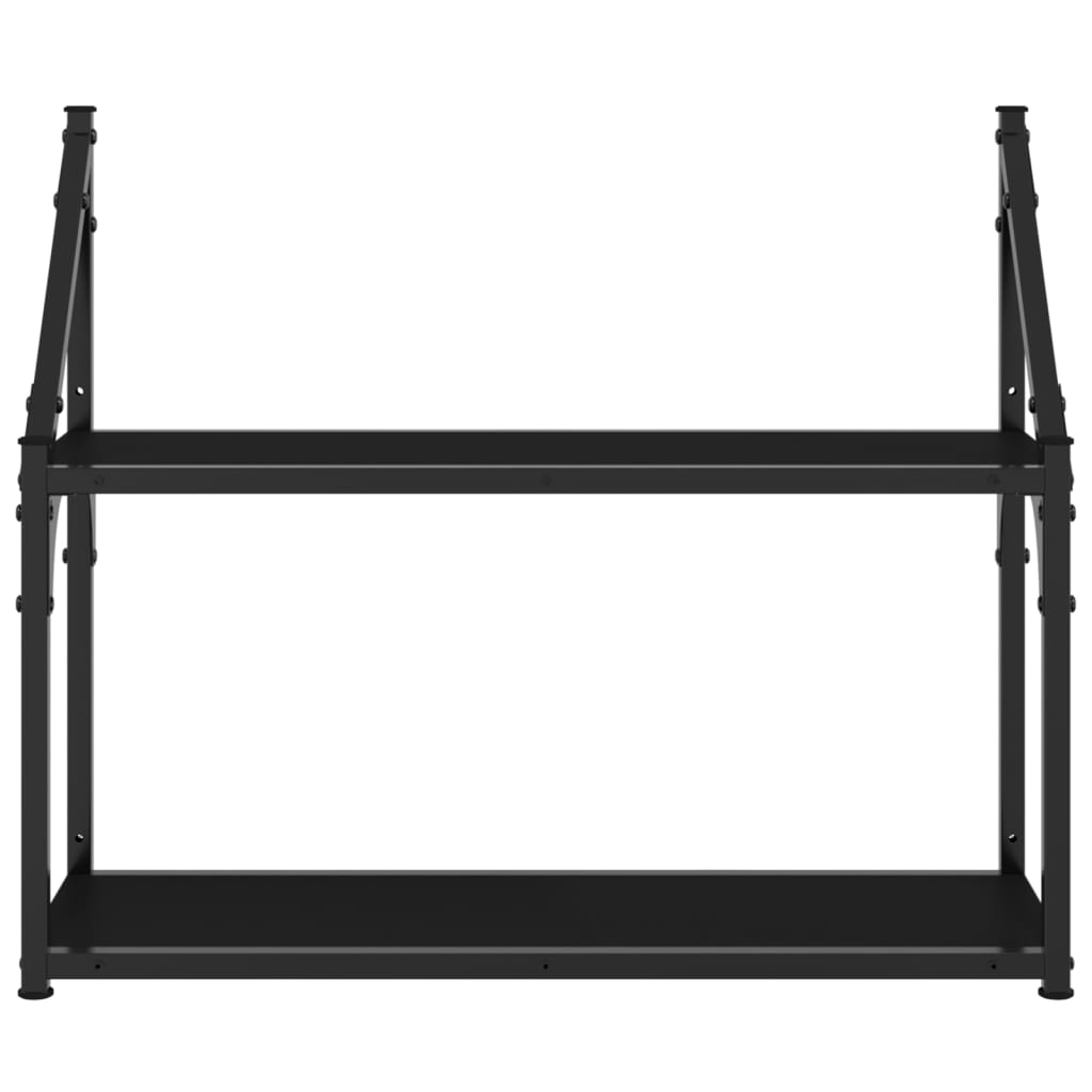 Scaffale a Parete 2 Ripiani Nero 60x21x51 cm Legno Multistrato