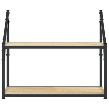 Scaffale Parete 2 Ripiani Rovere Sonoma 60x21x51 cm Multistrato