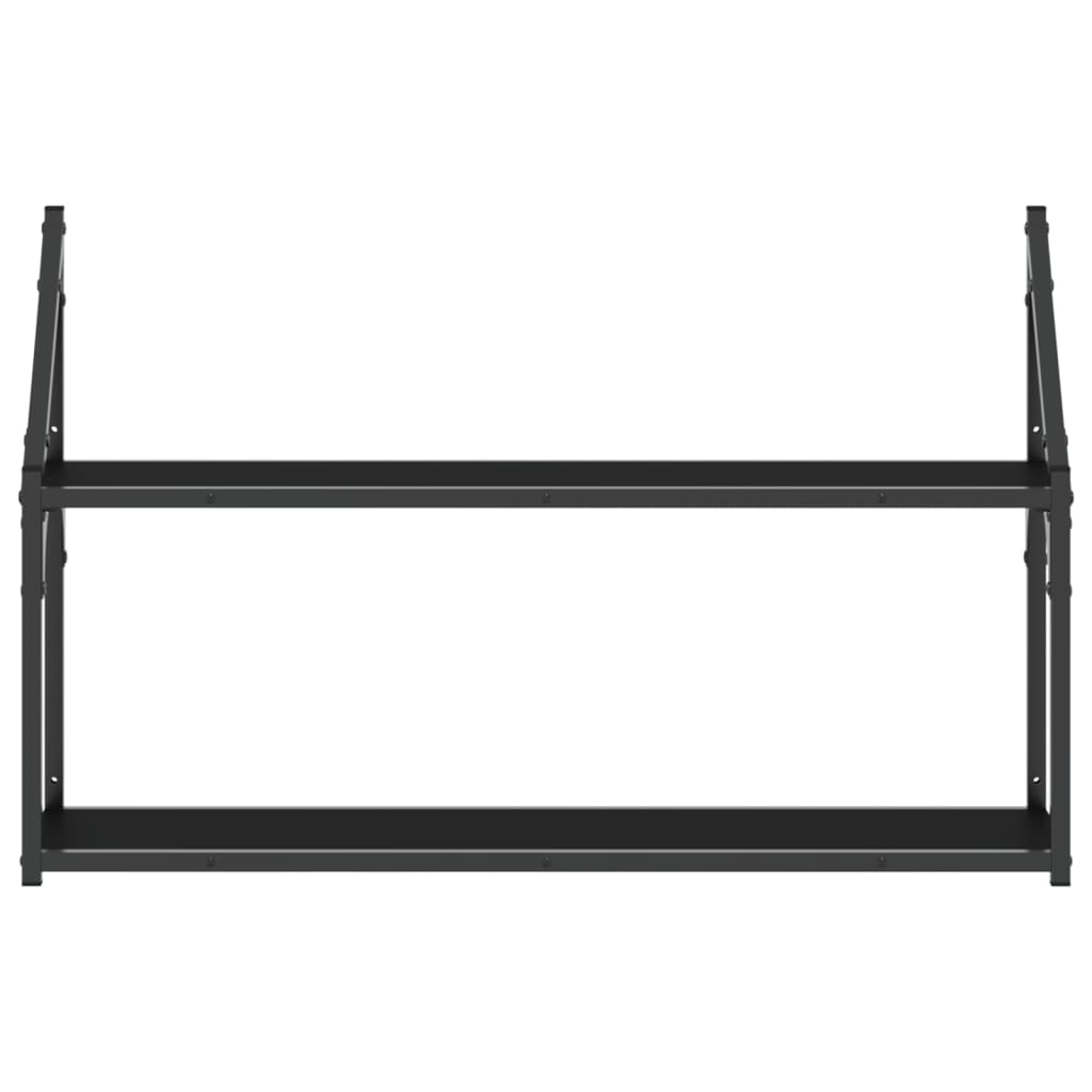 Scaffale a Parete 2 Ripiani Nero 80x21x51 cm Legno Multistrato