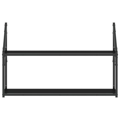 Scaffale a Parete 2 Ripiani Nero 80x21x51 cm Legno Multistrato