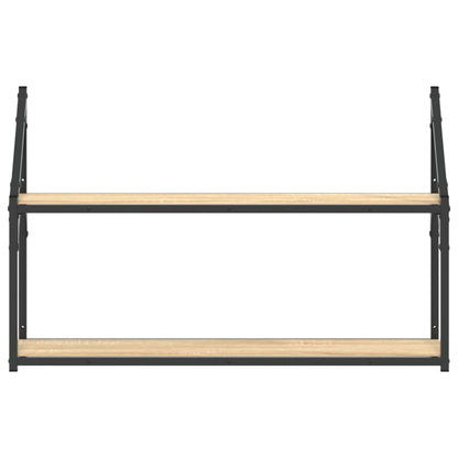 Scaffale Parete 2 Ripiani Rovere Sonoma 80x21x51 cm Multistrato