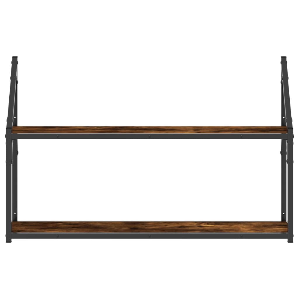 Scaffale a Parete 2 Ripiani Rovere Fumo 80x21x51 cm Multistrato