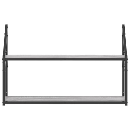 Scaffale Parete 2 Ripiani Grigio Sonoma 80x21x51 cm Multistrato