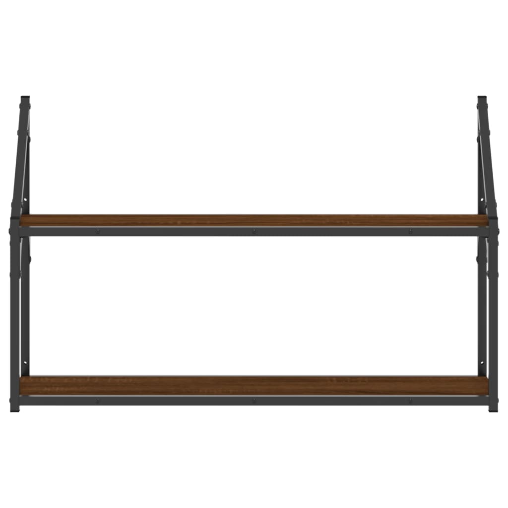 Scaffale Parete 2 Ripiani Rovere Marrone 80x21x51cm Multistrato