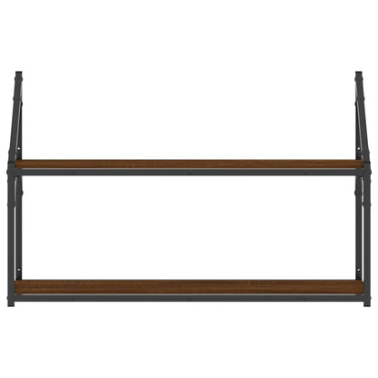 Scaffale Parete 2 Ripiani Rovere Marrone 80x21x51cm Multistrato