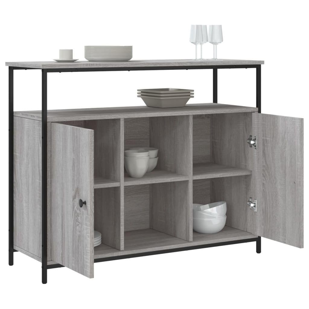 Credenza Grigio Sonoma 100x35x80 cm in Legno Multistrato