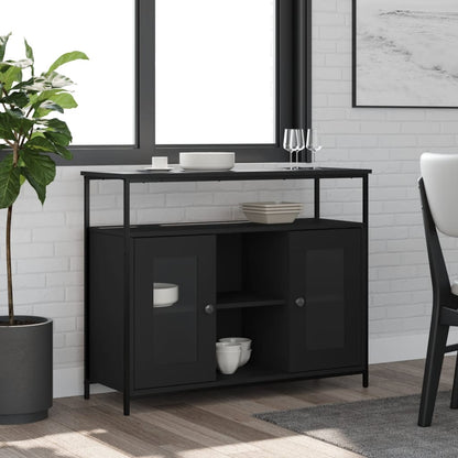 Credenza Nera 100x35x80 cm in Legno Multistrato