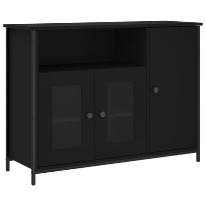 Credenza Nera 100x35x75 cm in Legno Multistrato