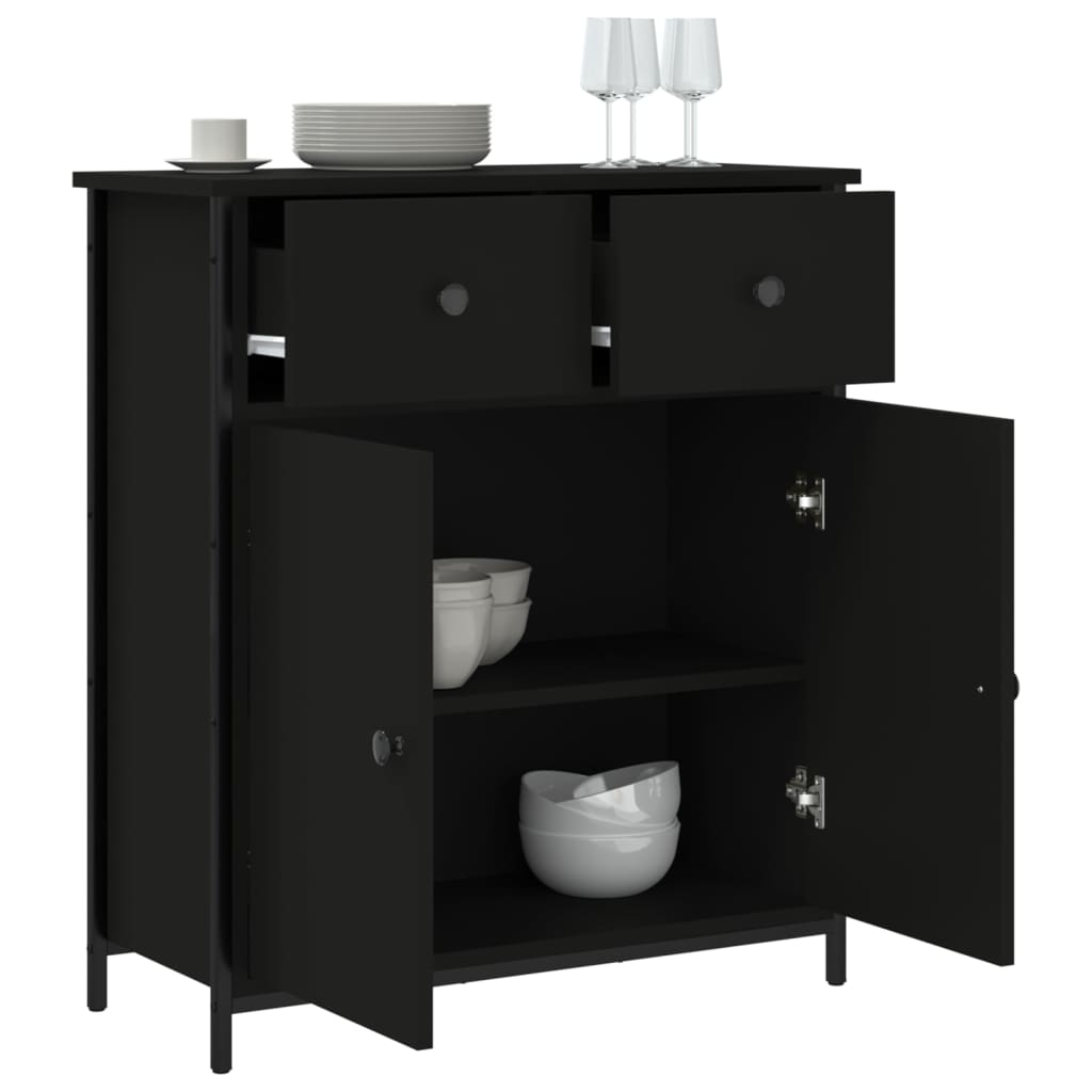 Credenza Nera 70x30x80 cm in Legno Multistrato