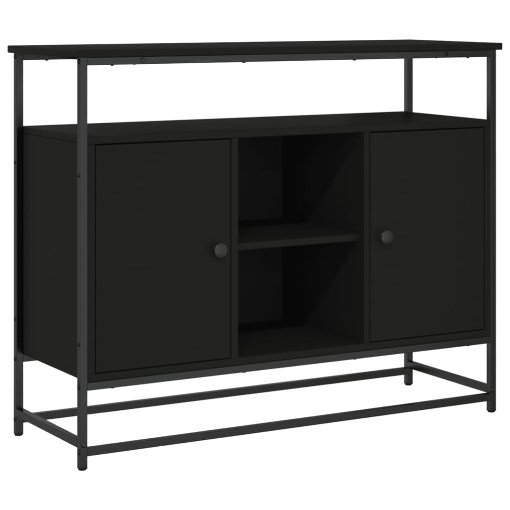 Credenza Nera 100x35x80 cm in Legno Multistrato