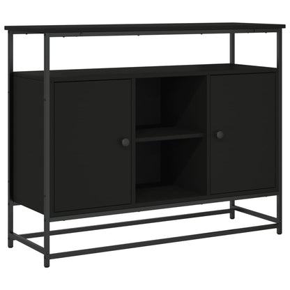 Credenza Nera 100x35x80 cm in Legno Multistrato