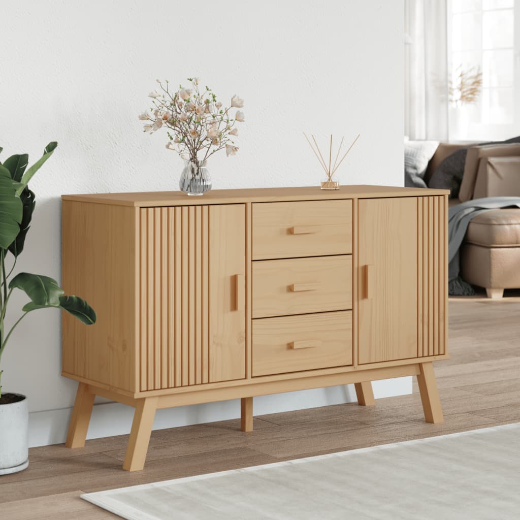 Credenza OLDEN Marrone 114x43x73,5 cm in Legno Massello di Pino