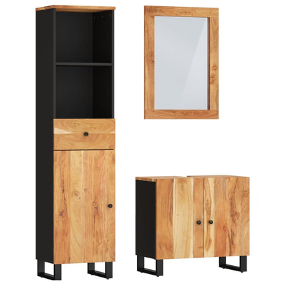 Set Mobili da Bagno 3pz in Legno Massello di Acacia