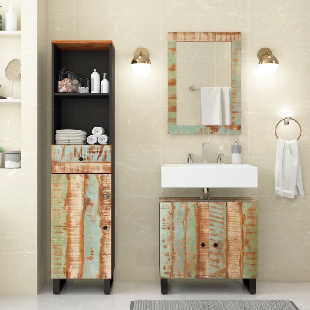 Set Mobili da Bagno 3 pz in Legno Massello di Recupero