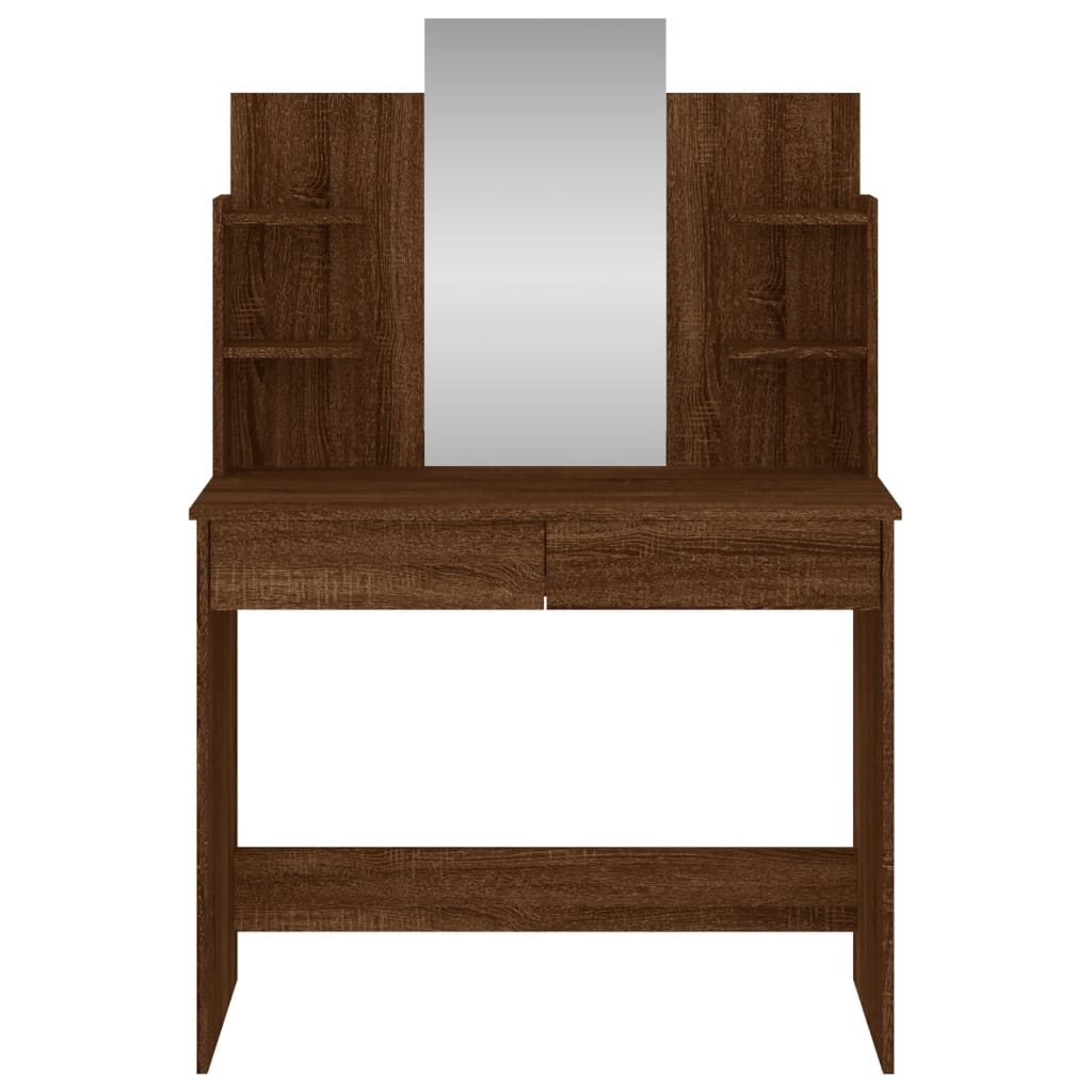 Toeletta con Specchio Rovere Marrone 96x39x142 cm