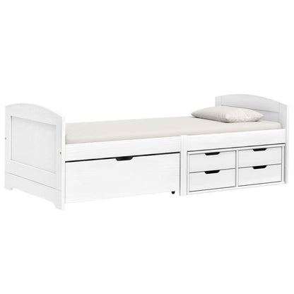 Dormeuse 5 Cassetti Bianca 90x200 cm Legno Massello Pino IRUN