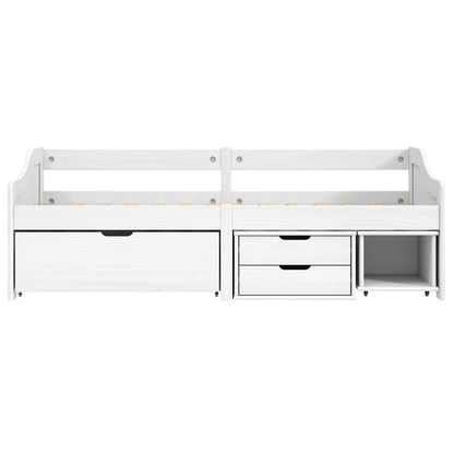 Dormeuse 3 Cassetti Bianca 90x200 cm Legno Massello Pino IRUN