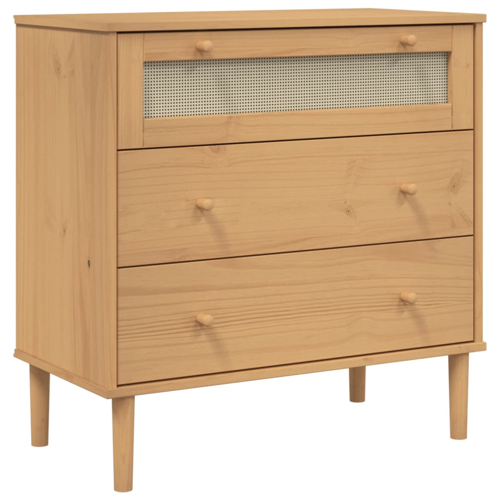 Cassettiera SENJA Aspetto Rattan Marrone 80x40x80 cm Legno Pino