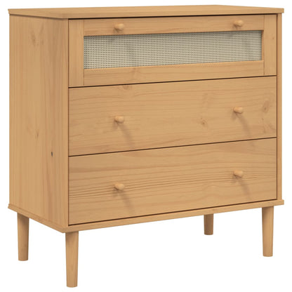 Cassettiera SENJA Aspetto Rattan Marrone 80x40x80 cm Legno Pino