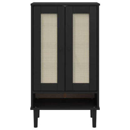 Scarpiera SENJA Aspetto Rattan Nera 59,5x35x107 cm Massello