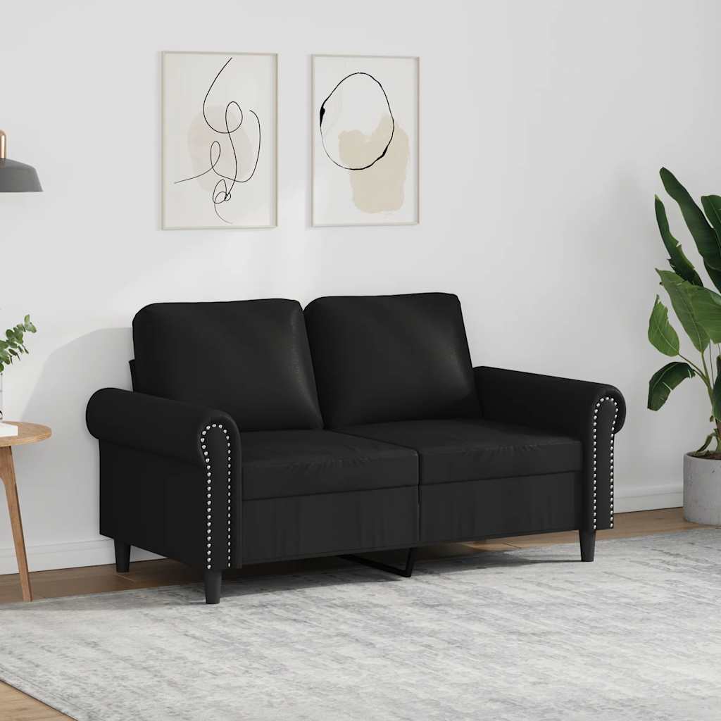 Divano a 2 Posti Nero 120 cm in Similpelle