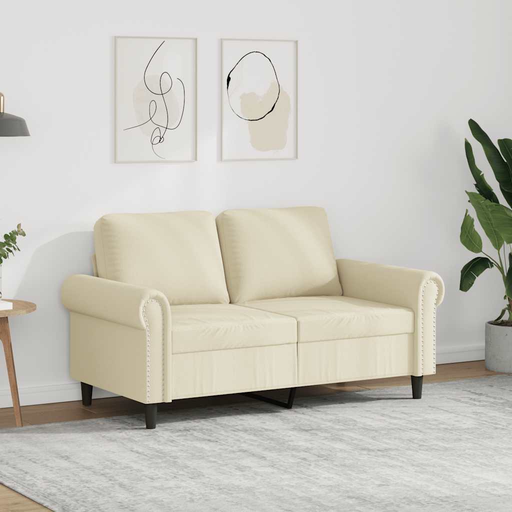 Divano a 2 Posti Crema 120 cm in Similpelle