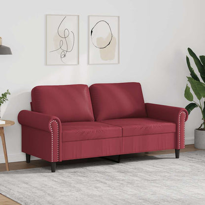 Divano a 2 Posti Rosso Vino 140 cm in Similpelle