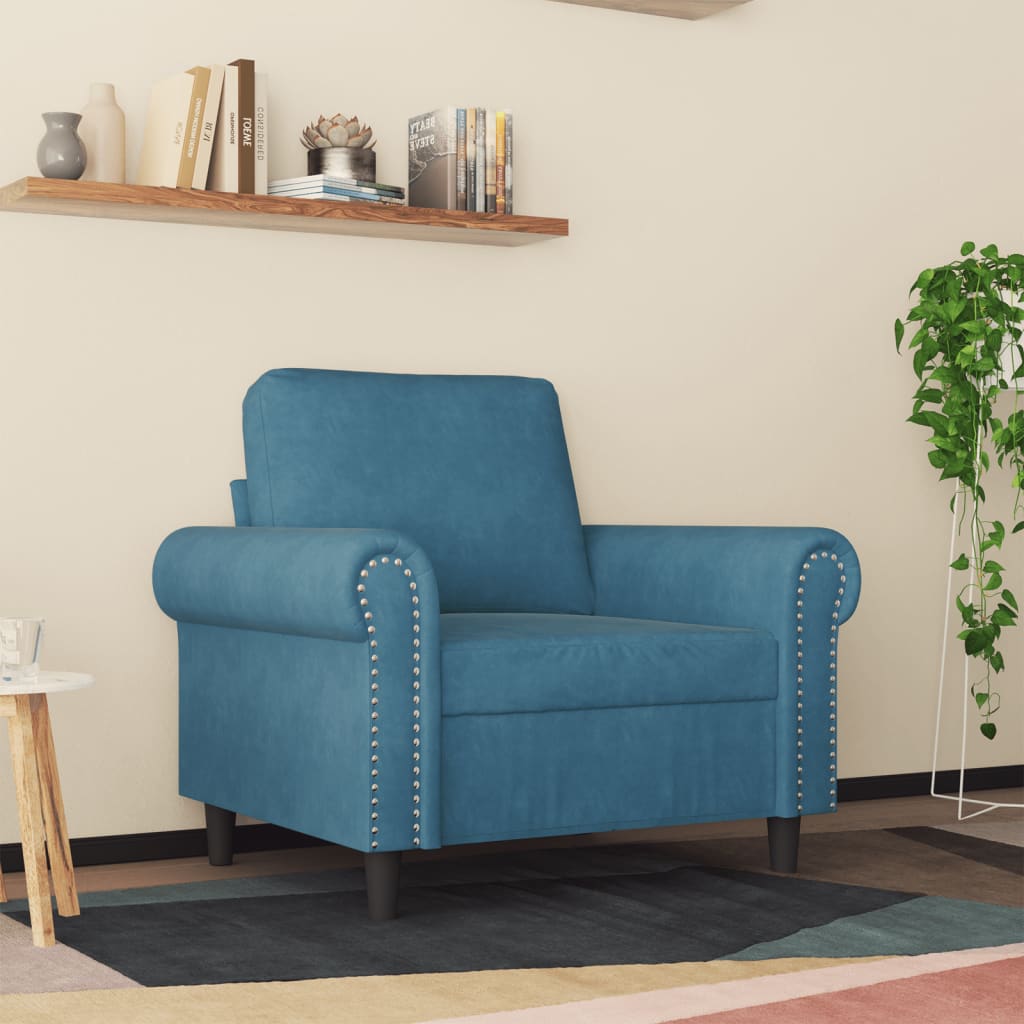 Poltrona Blu 60 cm Velluto
