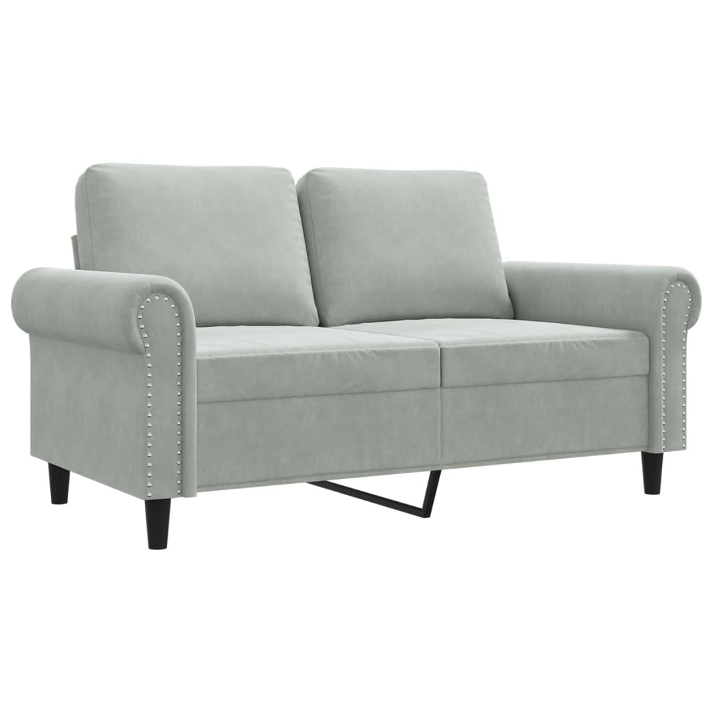 Divano a 2 Posti Grigio Chiaro 120 cm in Velluto
