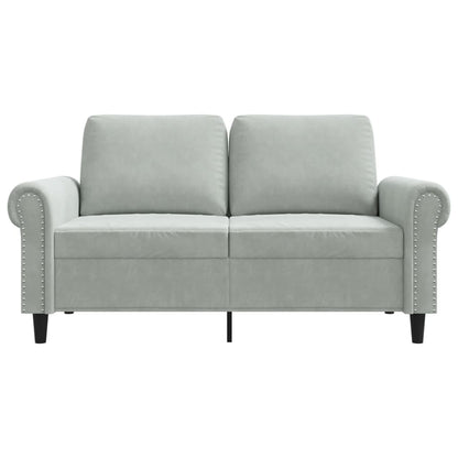 Divano a 2 Posti Grigio Chiaro 120 cm in Velluto