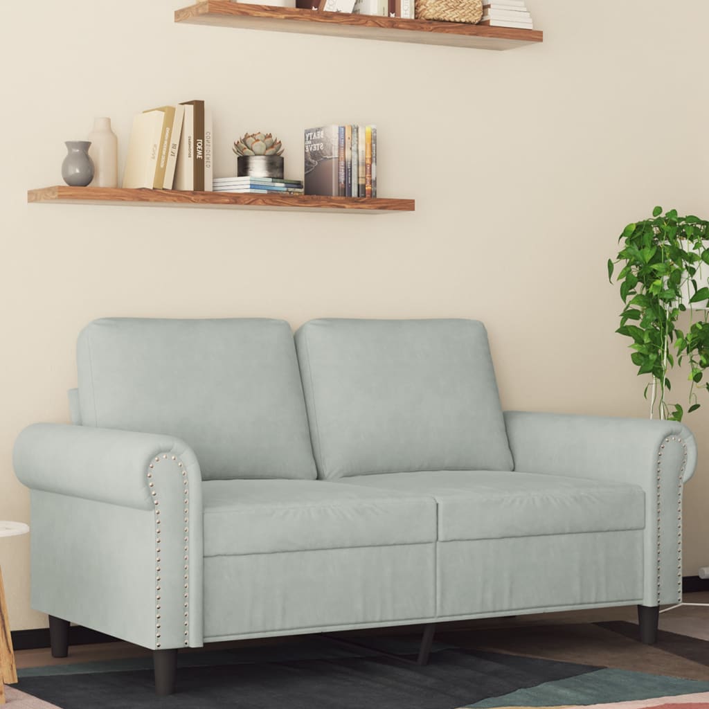 Divano a 2 Posti Grigio Chiaro 120 cm in Velluto