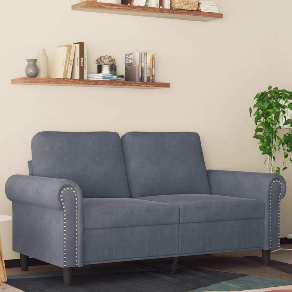 Divano a 2 Posti grigio scuro 120 cm in Velluto