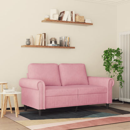 Divano a 2 Posti Rosa 120 cm in Velluto