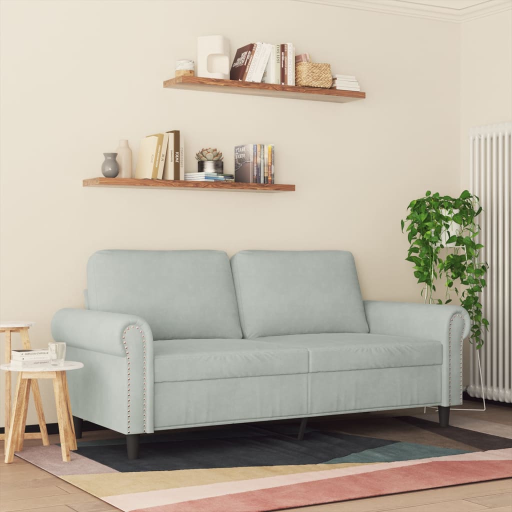 Divano a 2 Posti Grigio Chiaro 140 cm in Velluto