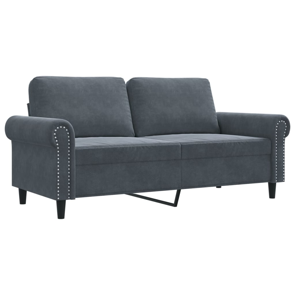 Divano a 2 Posti grigio scuro140 cm in Velluto