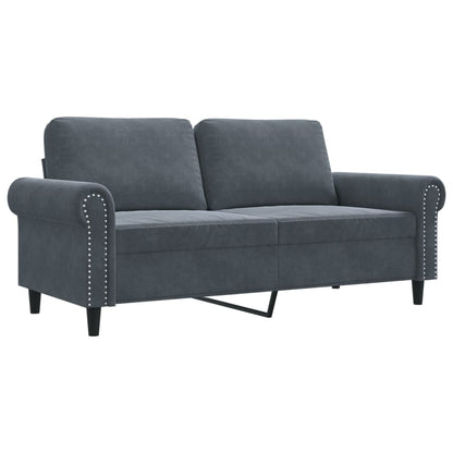 Divano a 2 Posti grigio scuro140 cm in Velluto