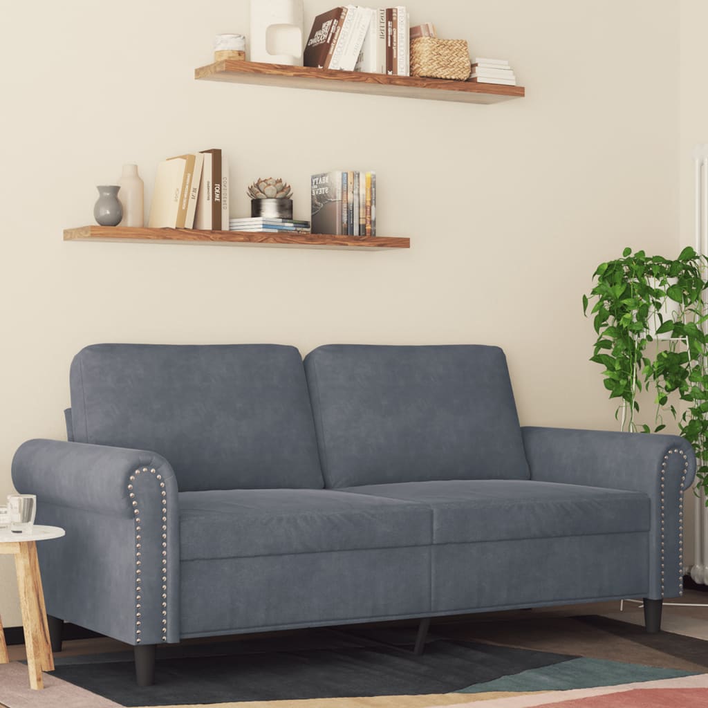 Divano a 2 Posti grigio scuro140 cm in Velluto