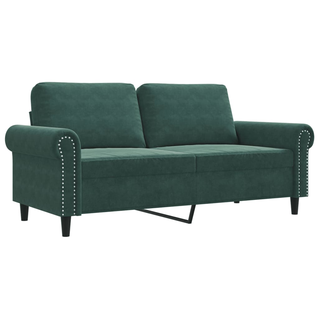 Divano a 2 Posti Verde Scuro 140 cm in Velluto