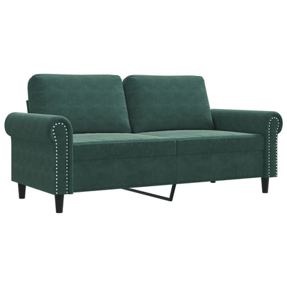 Divano a 2 Posti Verde Scuro 140 cm in Velluto