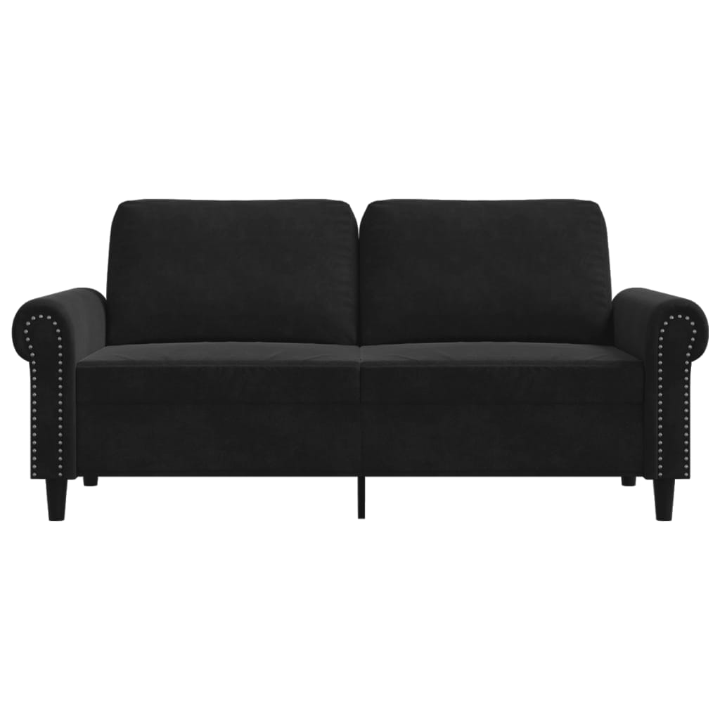 Divano a 2 Posti Nero 140 cm in Velluto